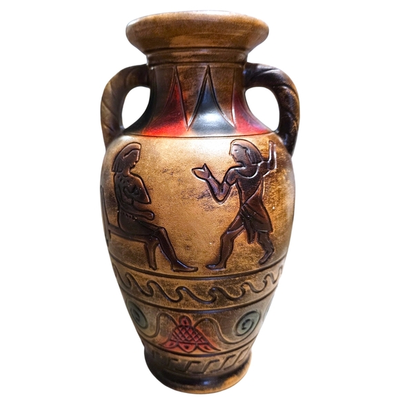 VTG Japanese Vase with Classical Motif Lions 9” Ceramic Urn 1950s-1970s Japan - Picture 1 of 14